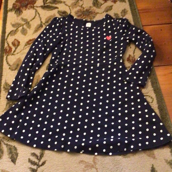 GAP Other - GAP Navy Polka Dot Long-Sleeve Dress with Pink Heart